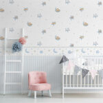 Papel pintado infantil Fine Stripes celeste - Imagen 3