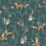 Papel pintado Woodland Friends azul tinta