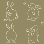 Papel pintado Funny Bunny verde caqui