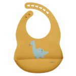 Babero de silicona Dinos mostaza