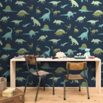 Papel pintado Les Mini Mondes - Jurasic Azul Noche - Imagen 2