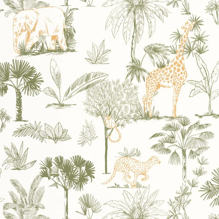 105737007 Papel pintado Les Mini Mondes - Savane Verde - Imagen 1