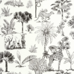 Papel pintado Les Mini Mondes - Savane Blanco y Negro