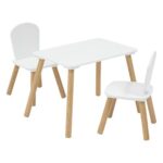 Set mesa con dos sillas infantiles madera natural