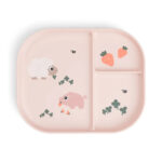 Plato infantil con compartimentos Tiny Farm Rosa