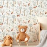 Papel pintado bosque infantil retro - Imagen 2