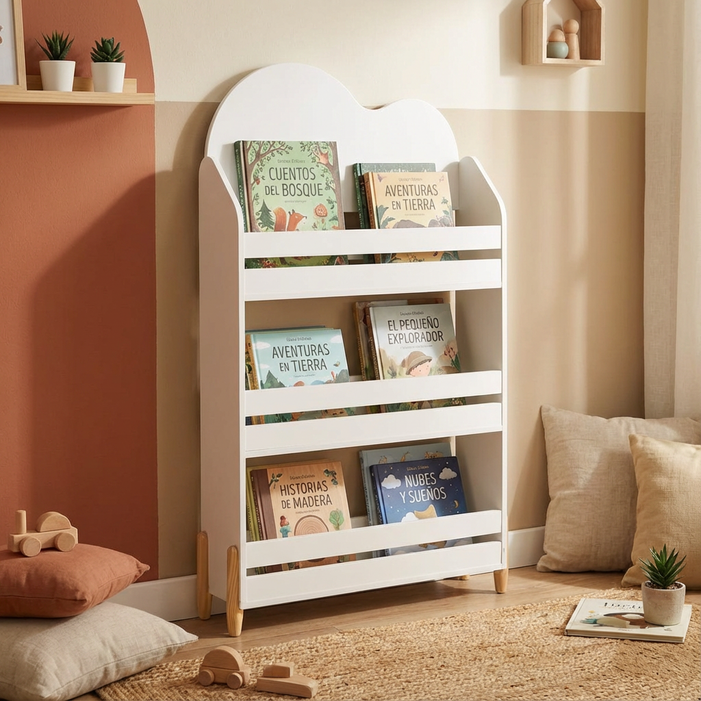 freepik__coloca-esta-estanteria-infantil-de-madera-en-una-e__40764 Mueble biblioteca infantil Doucer Nube blanco - Imagen 1