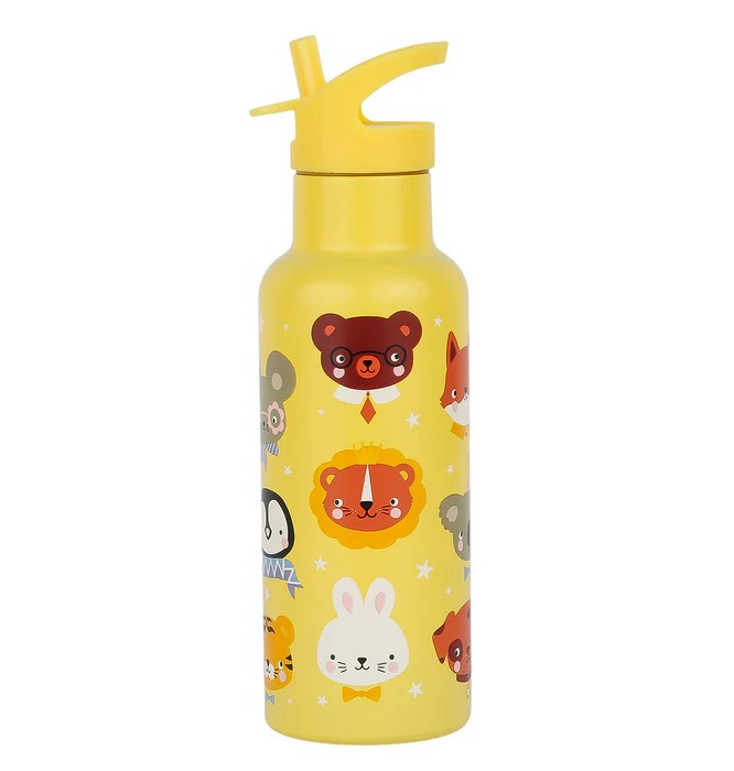 imgi_124_DBSXAF91-LR-1-XL-Stainless-steel-drink-bottle-Animal-friends Botella Infantil de Acero Inoxidable XL Animales - A Little Lovely Company - Imagen 1