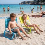 Silla de playa plegable infantil Rayas azul y verde - Imagen 3
