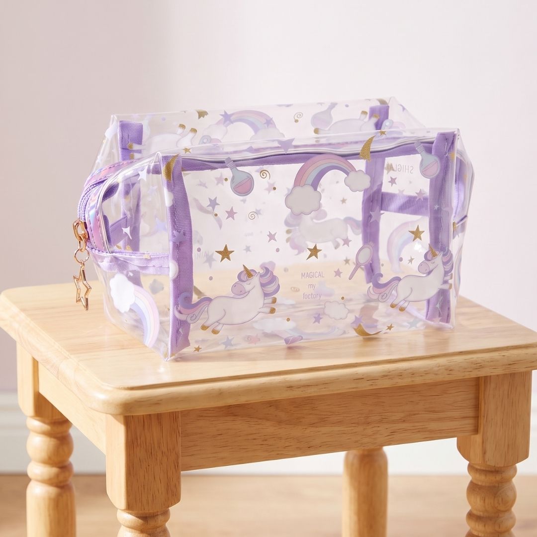 17 Neceser infantil rectangular con glitter Unicornios - Imagen 1