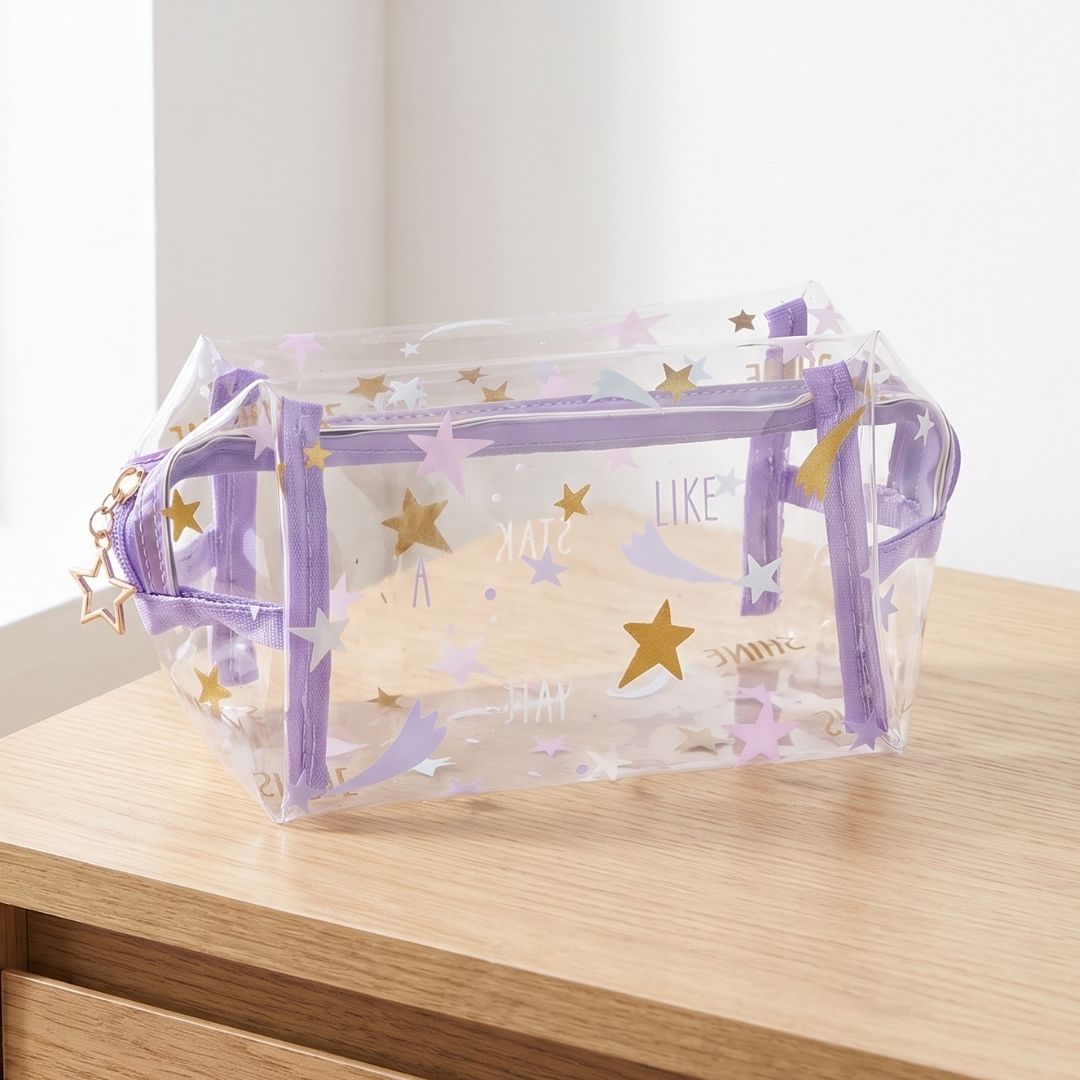 18 Neceser infantil rectangular con glitter Estrellas - Imagen 1