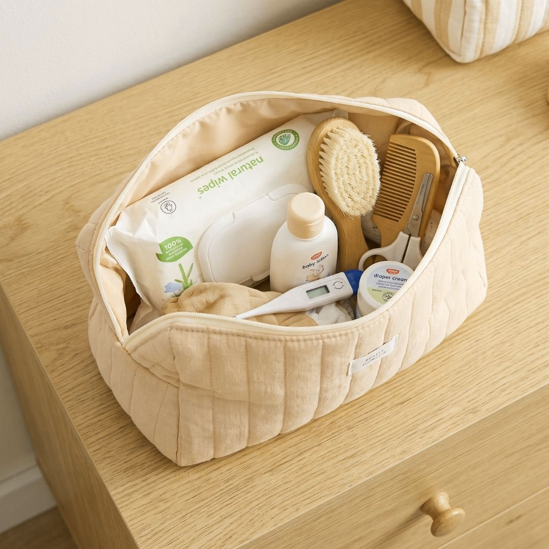2 Neceser de Algodón Beige Liso pequeño - Imagen 1