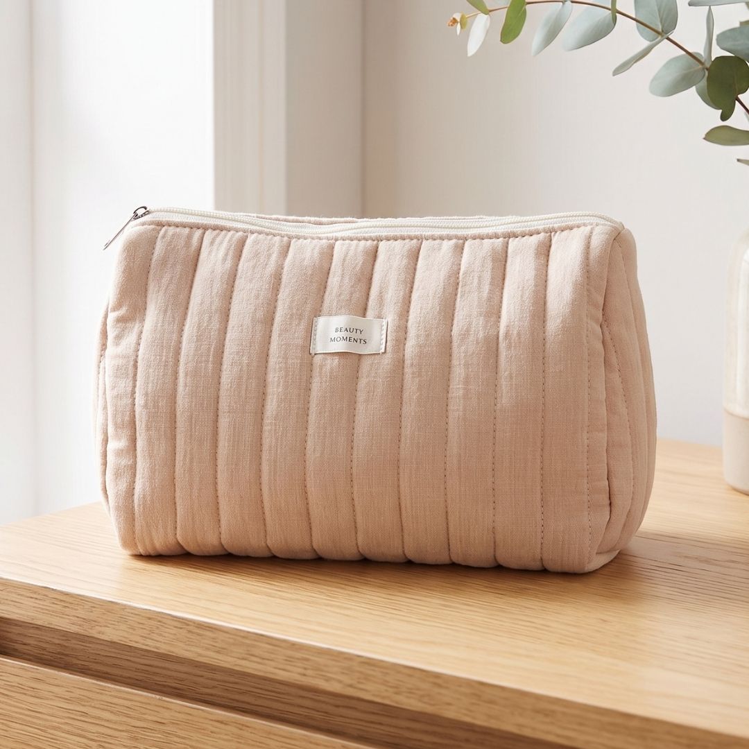 6 Neceser de Algodón Beige Liso - Imagen 1