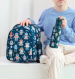 Mochila infantil  con bolsillo térmico robots - A Little Lovely Company - Imagen 4