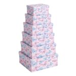 Pack de 6 Cajas de Cartón para Almacenaje Butterflies Azul