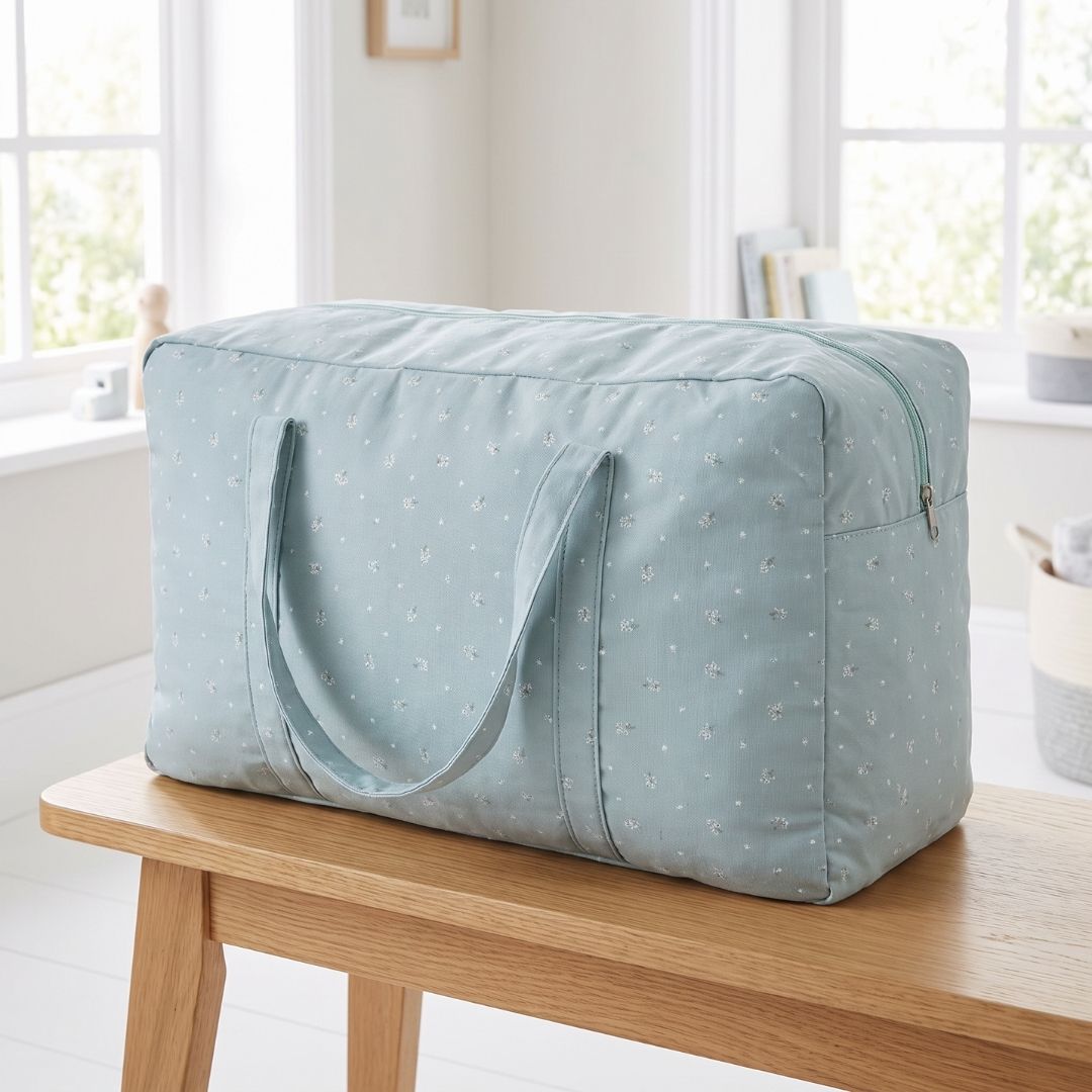 9 Bolsa maternal XL con flores Verde Agua - Imagen 1