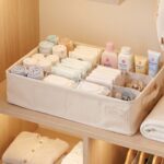 Organizador con 12 departamentos Crudo con topos beige
