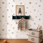 Papel pintado infantil sistema solar blanco - Imagen 2