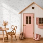 Papel pintado infantil pueblo campestre rosa - Imagen 2